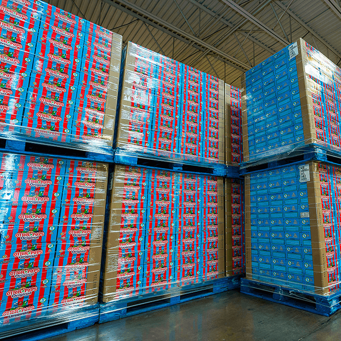 Otter Pop palettes ready for shipment