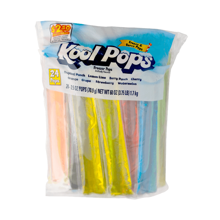 Kool Pops 24 count poly bag packaging
