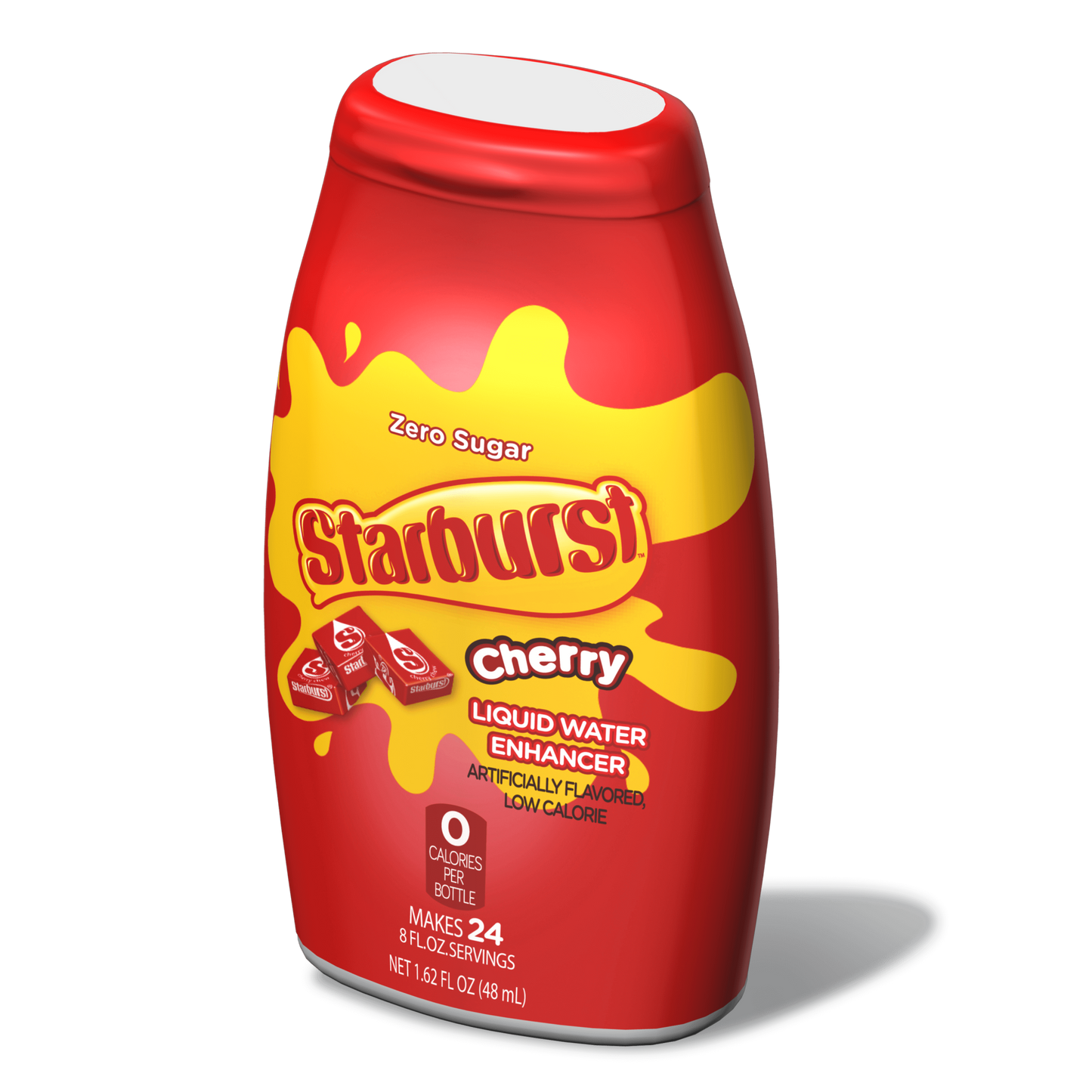 Starburst cherry liquid water enhancer packaging