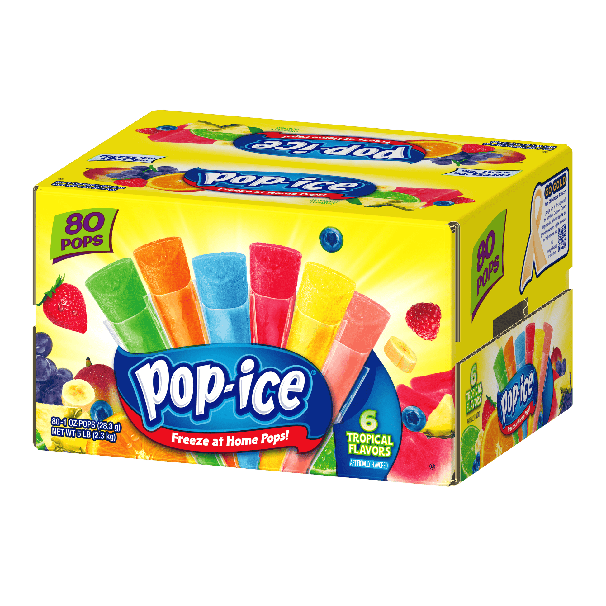 Pop-Ice Tropical 80 count freezer pops packaging