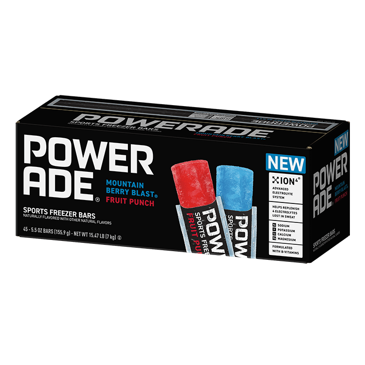 Powerade Freezer Bars 45 count packaging