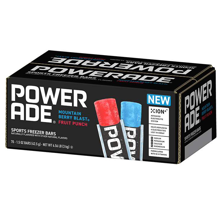 Powerade Freezer Bars 70 count packaging