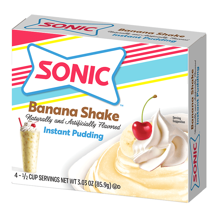 Sonic pudding banana shake packaging