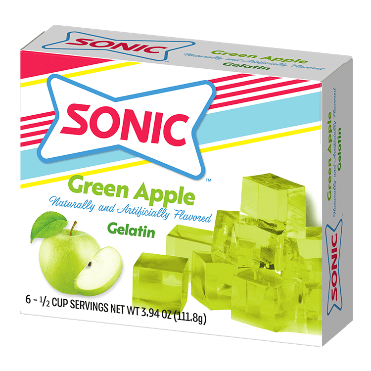 Sonic gelatin green apple packaging