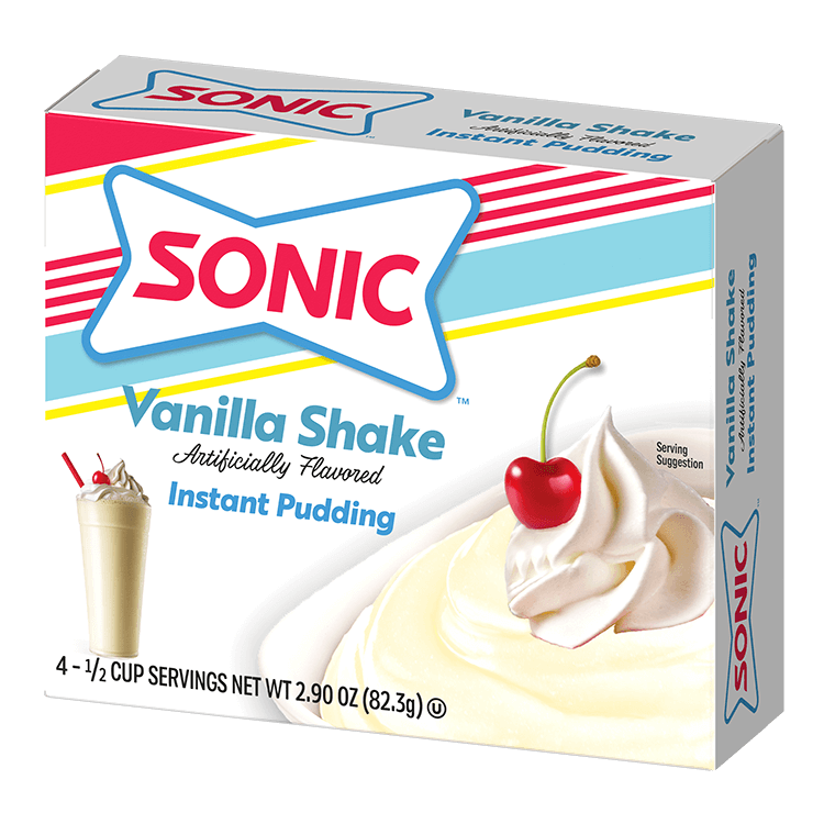 Sonic pudding vanilla shake packaging