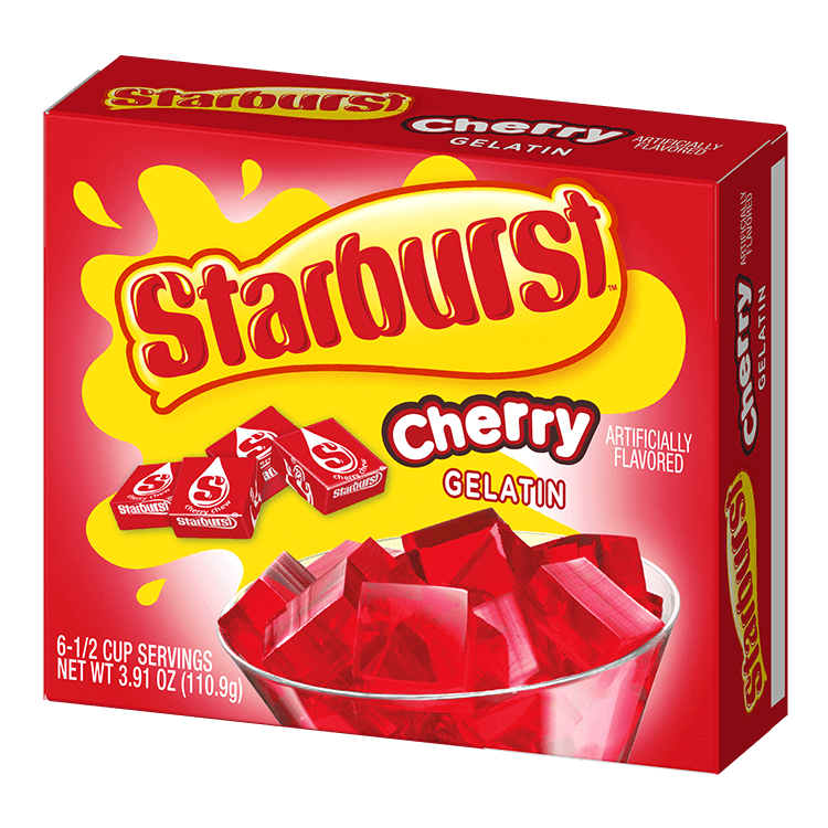 Starburst gelatin cherry packaging