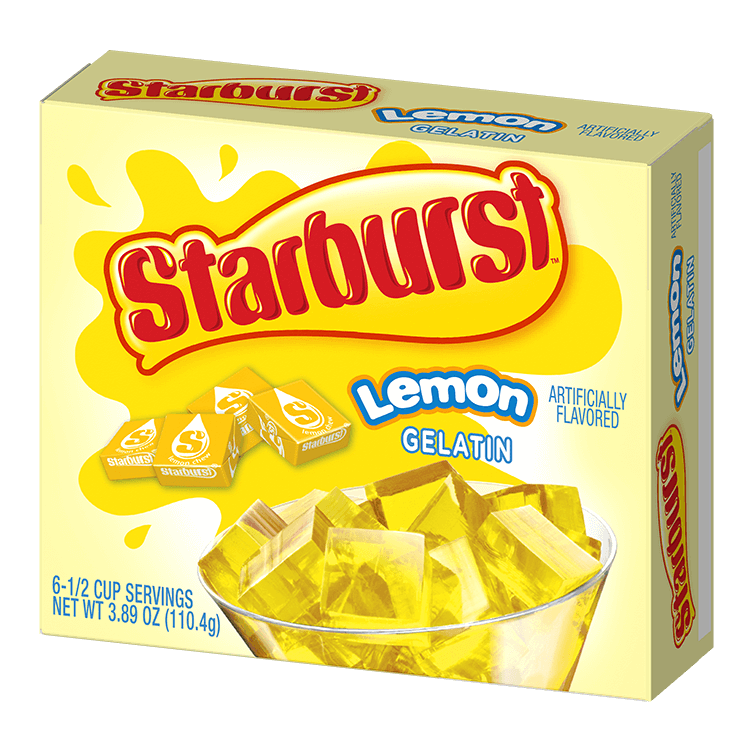 Starburst gelatin lemon packaging