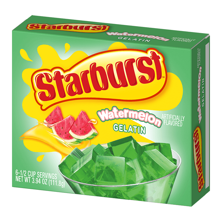 Starburst gelatin watermelon packaging