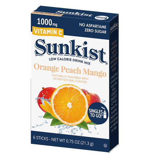 Sunkist Orange Peach Mango Singles to go packaging