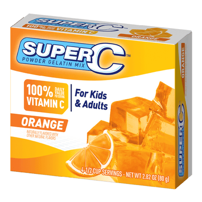 Super C orange gelatin packaging