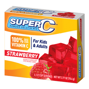 Super C strawberry gelatin packaging