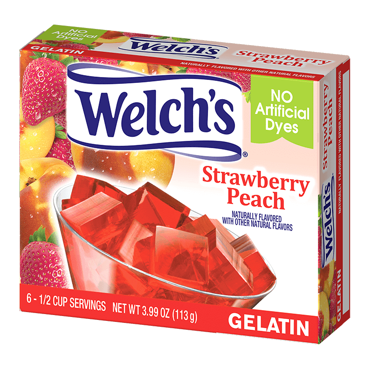 Welch's strawberry peach gelatin packaging