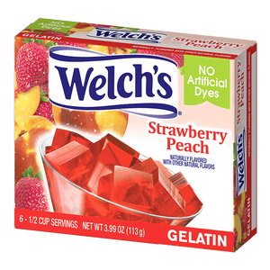 Welch's strawberry peach gelatin packaging
