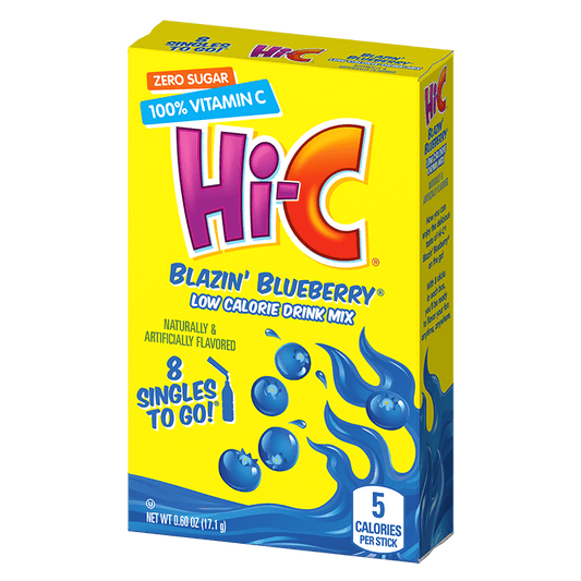 Hi-C Blazin' Blueberry singles to go packaging