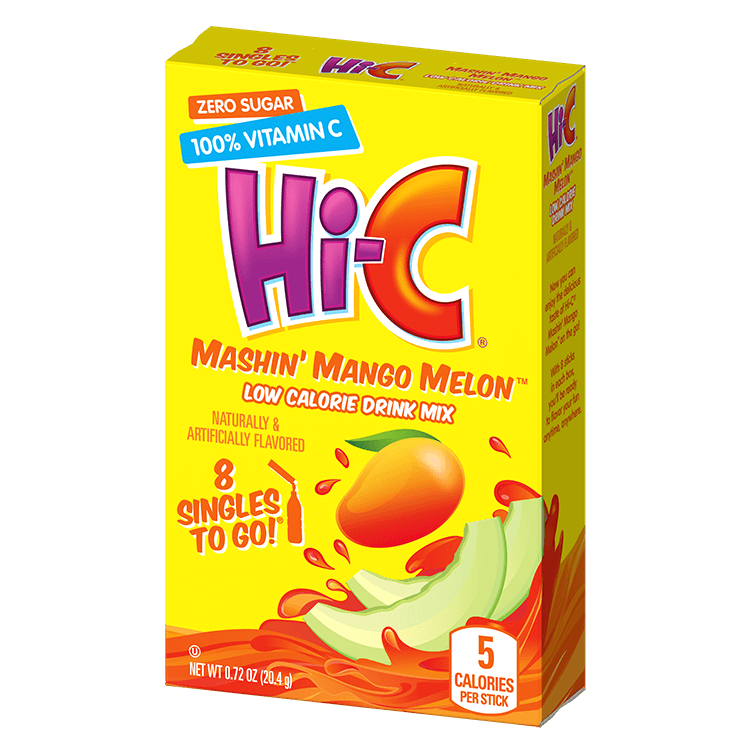 Hi-C Mashin' Mango Melon singles to go packaging