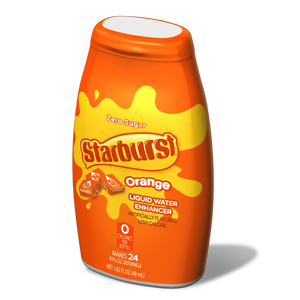 Starburst orange liquid water enhancer packaging