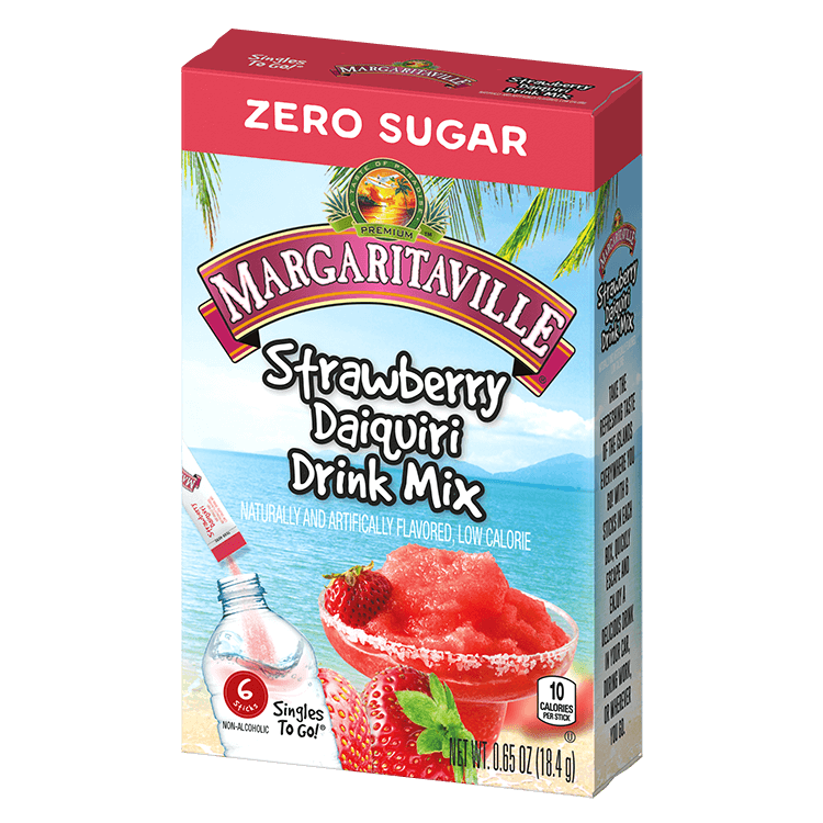 Margaritaville Strawberry Daiquiri singles to go packaging