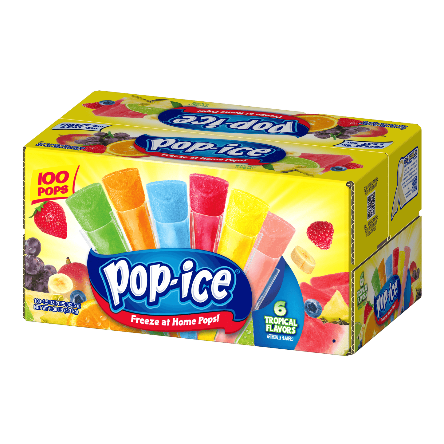 Pop-Ice Tropical 100 count freezer pops packaging