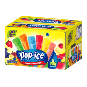 Pop-Ice Tropical 80 count freezer pops packaging