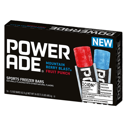 Powerade Freezer Bars 16 count packaging