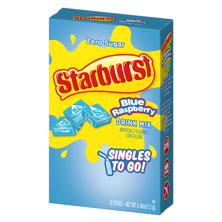 Starburst blue raspberry singles to go packaging