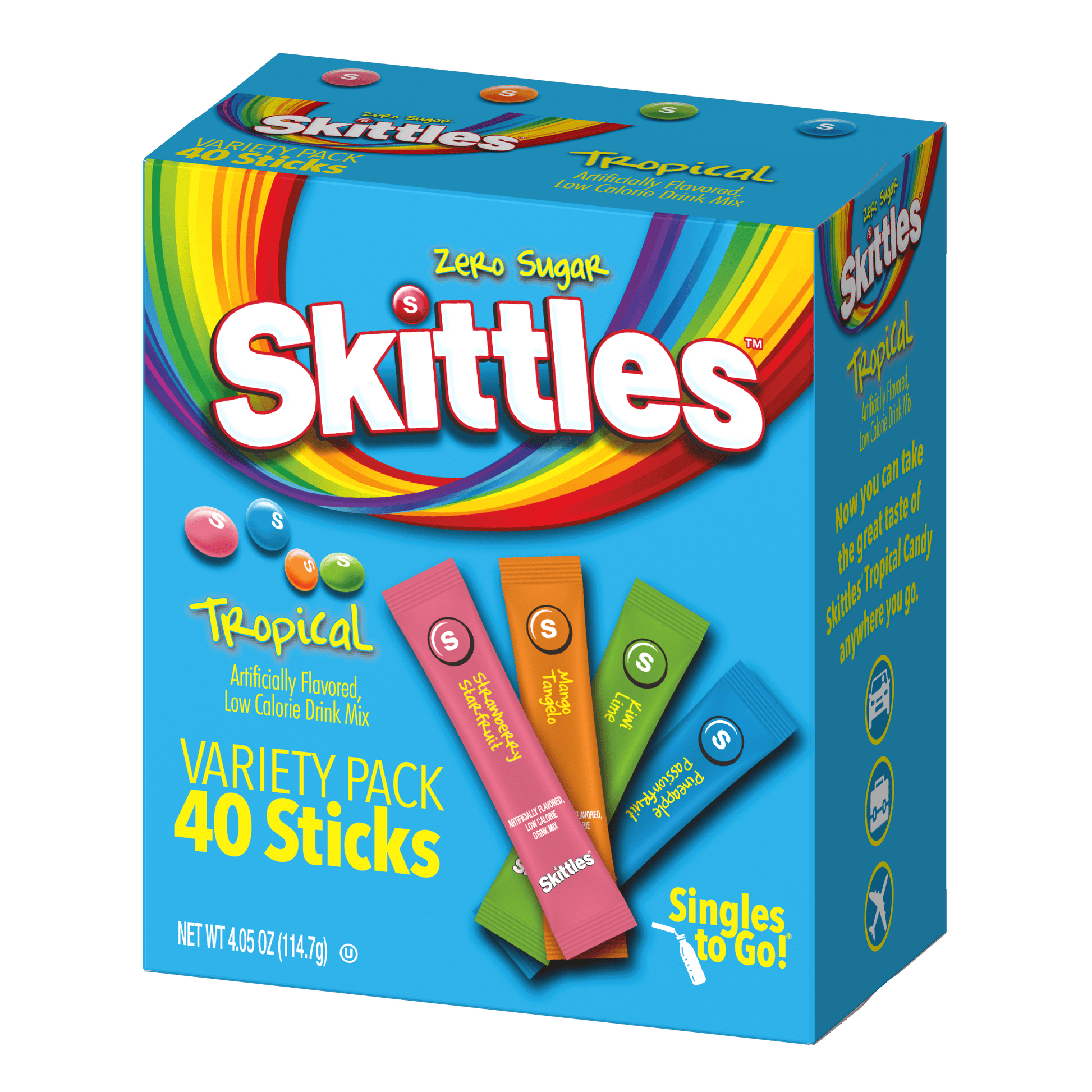 Skittles tropical flavor 40 count singles to go packaging