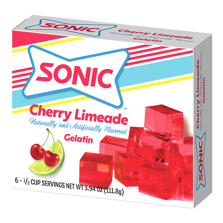 Sonic gelatin cherry limeade packaging