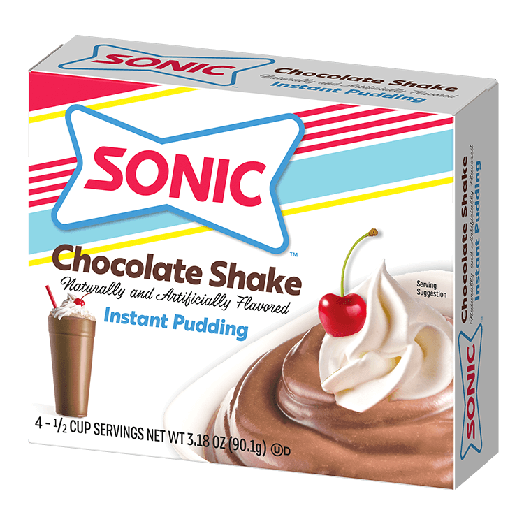 Sonic pudding chocolate shake packaging