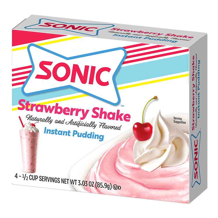 Sonic pudding strawberry shake packaging