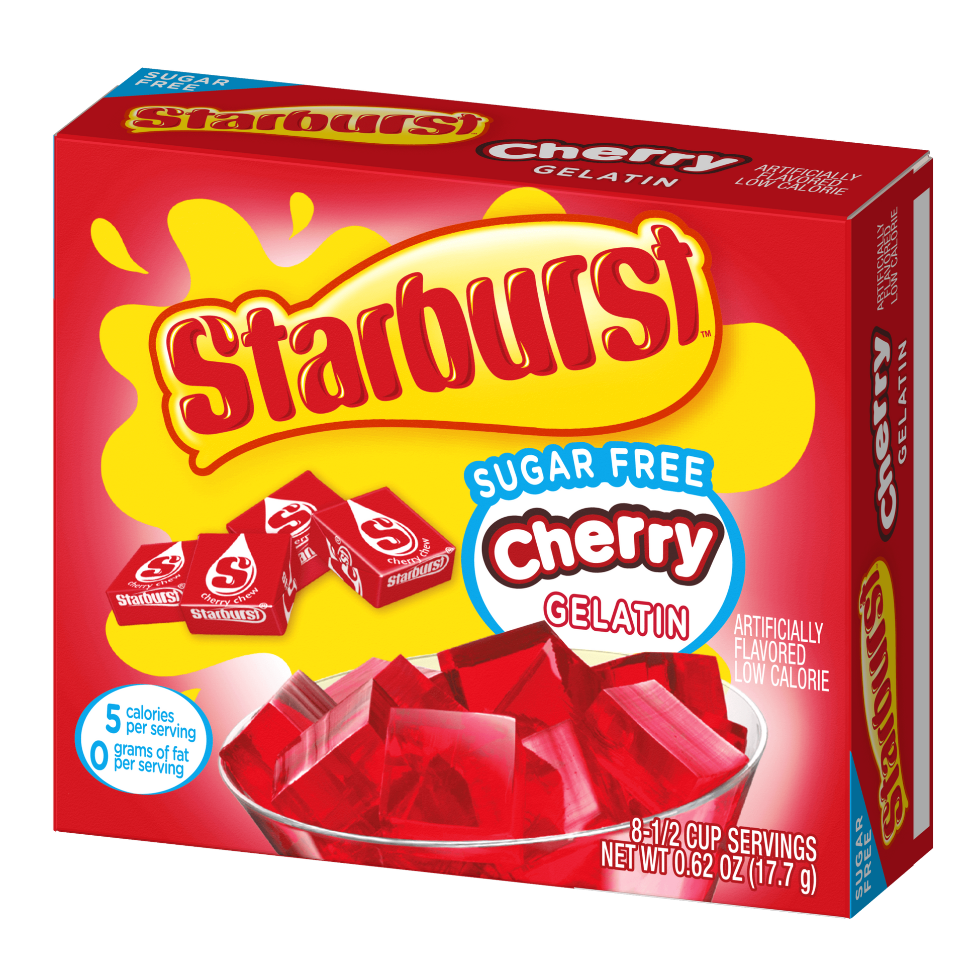 Starburst cherry sugar-free gelatin packaging