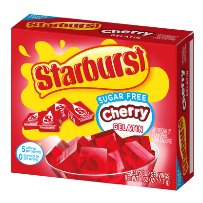 Starburst cherry sugar-free gelatin packaging