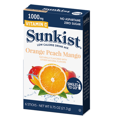 Sunkist Orange Peach Mango Singles to go packaging