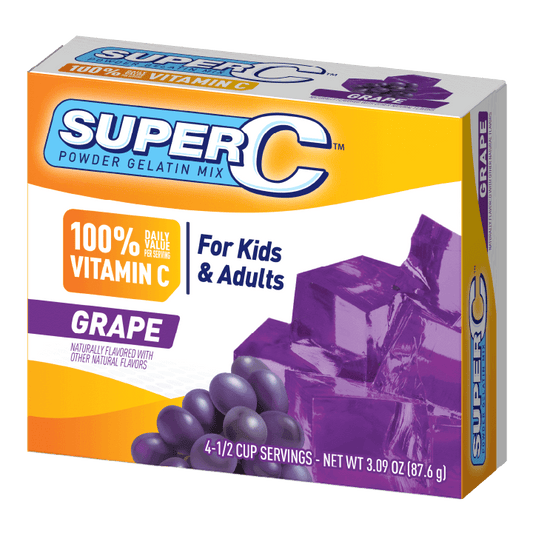 Super C grape gelatin packaging