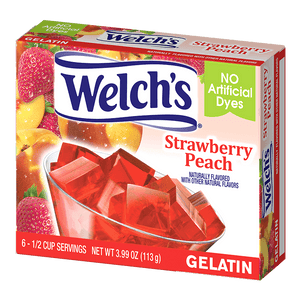 Welch's strawberry peach gelatin packaging