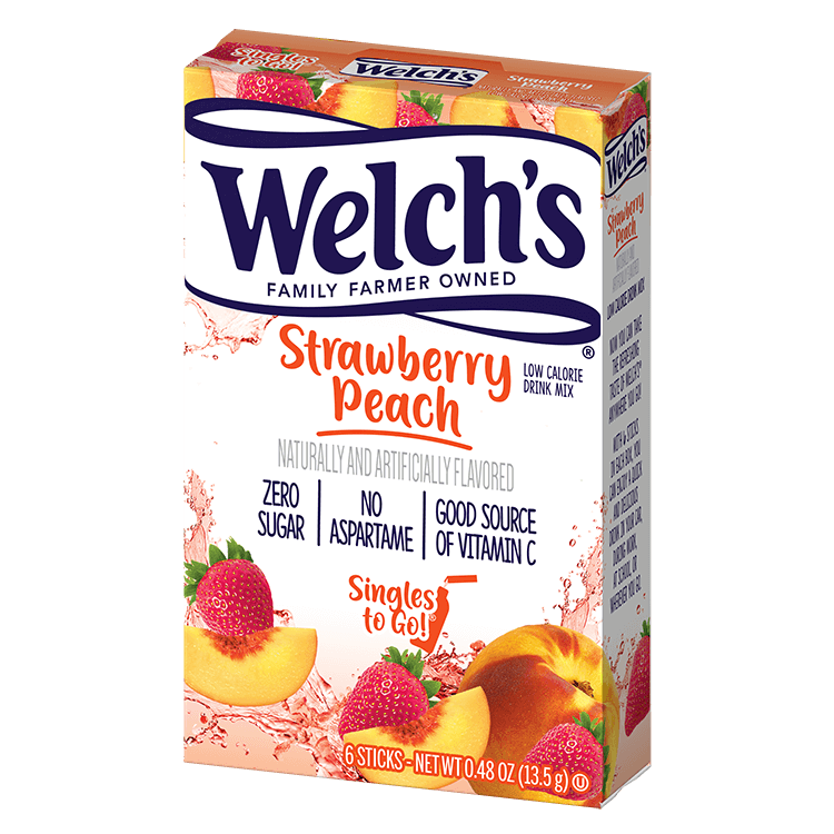 Welch's strawberry peach singles to go packaging